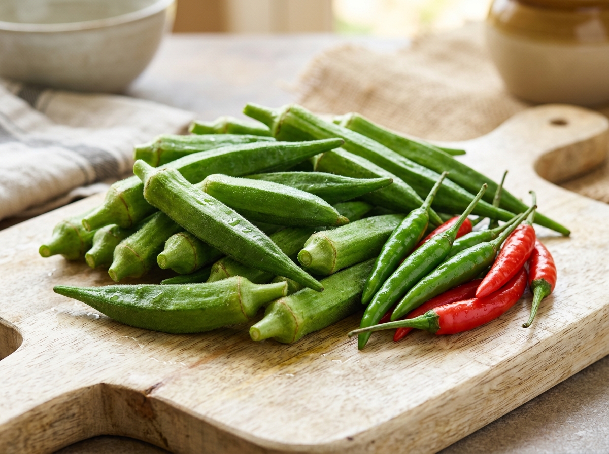 Fresh Okra & Chillies